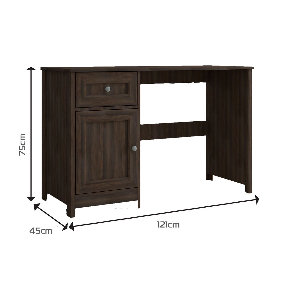 BERTOLINI - Escritorio en MDP 121cm con 1 cajon y 1 puerta Marrón