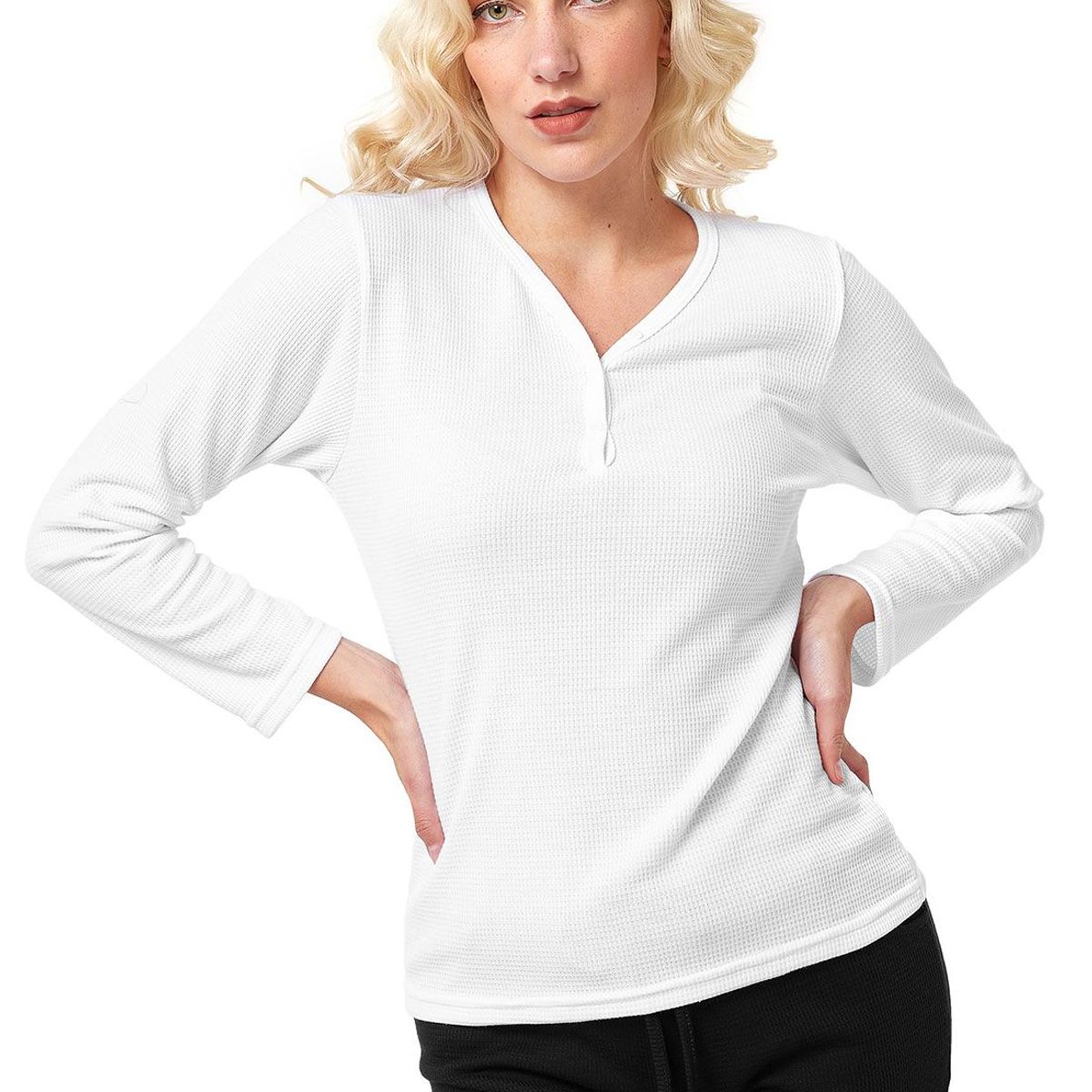 SANTANA - Camiseta Mujer Henley Santana Blanco