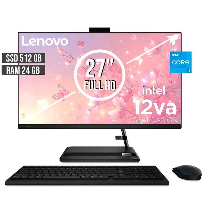 LENOVO - TODO EN UNO LENOVO INTEL CORE I5-12450H SSD 512GB RAM 24GB LED 27 FHD