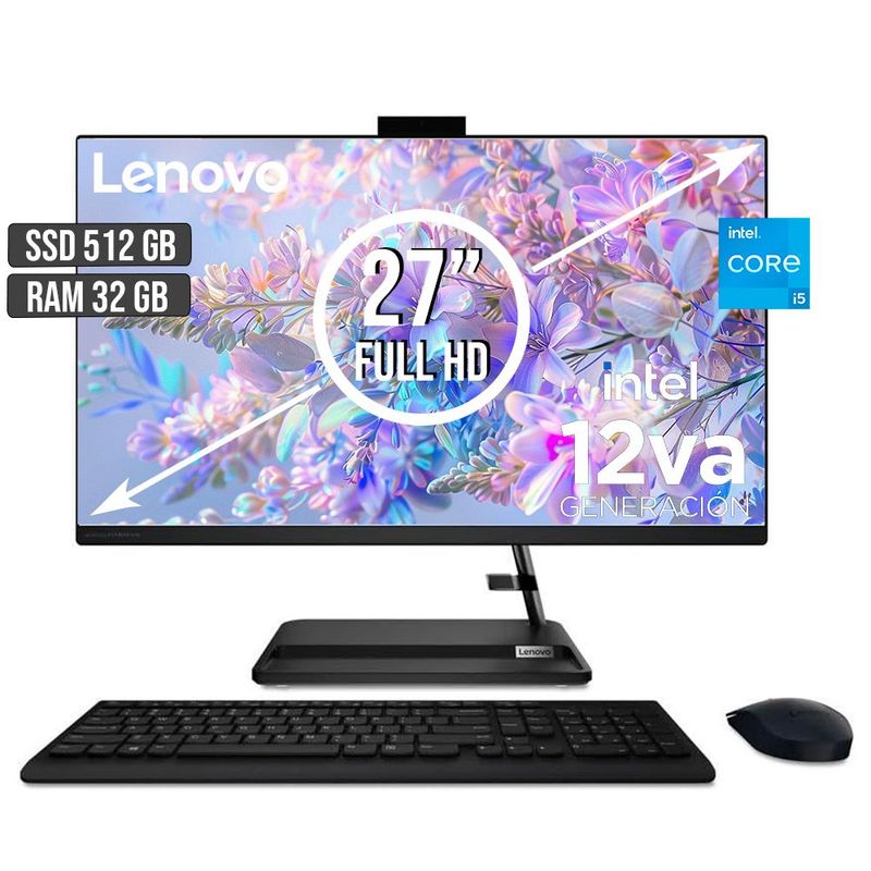 LENOVO - TODO EN UNO LENOVO INTEL CORE I5-12450H SSD 512GB RAM 32GB LED 27 FHD