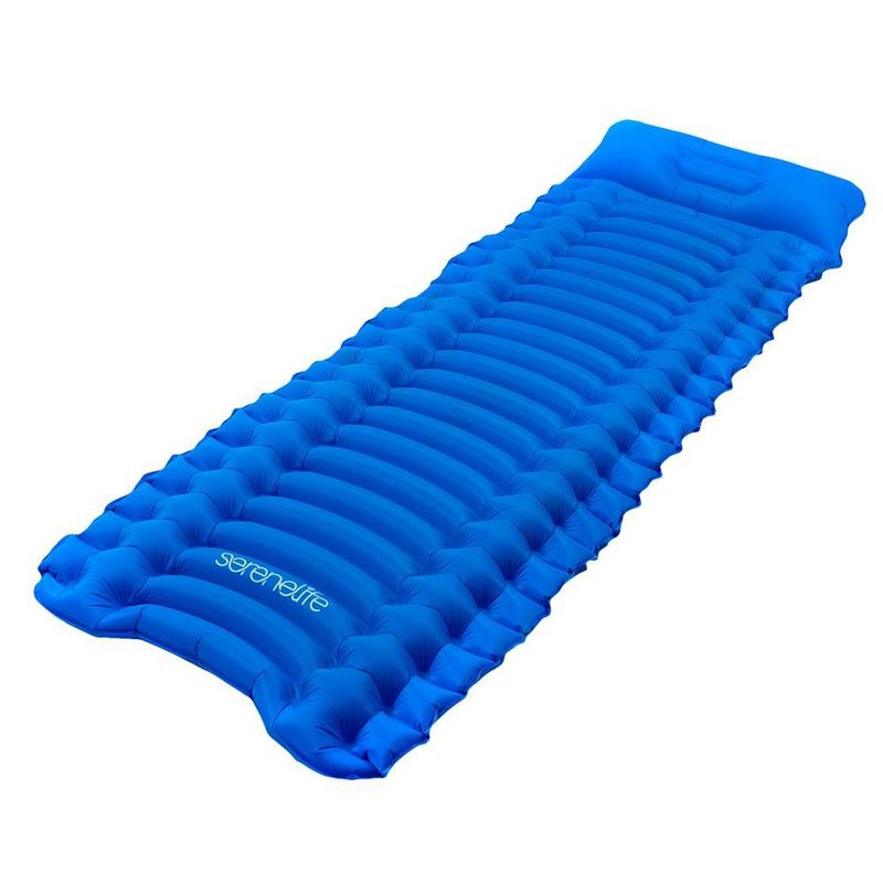 SERENELIFE - Colchoneta Inflable de dormir azul SereneLife SLCPB