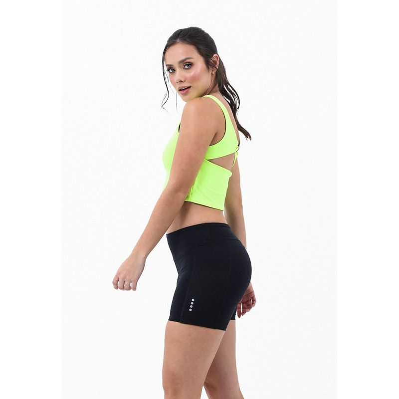BELIFE - Top Deportivo Negro Doble Faz Amarillo Para Mujer Belife
