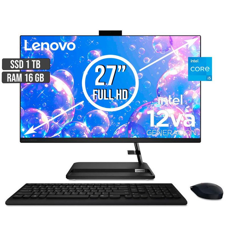 LENOVO - TODO EN UNO LENOVO INTEL CORE I5-12450H SSD 1TB RAM 16GB LED 27 FHD