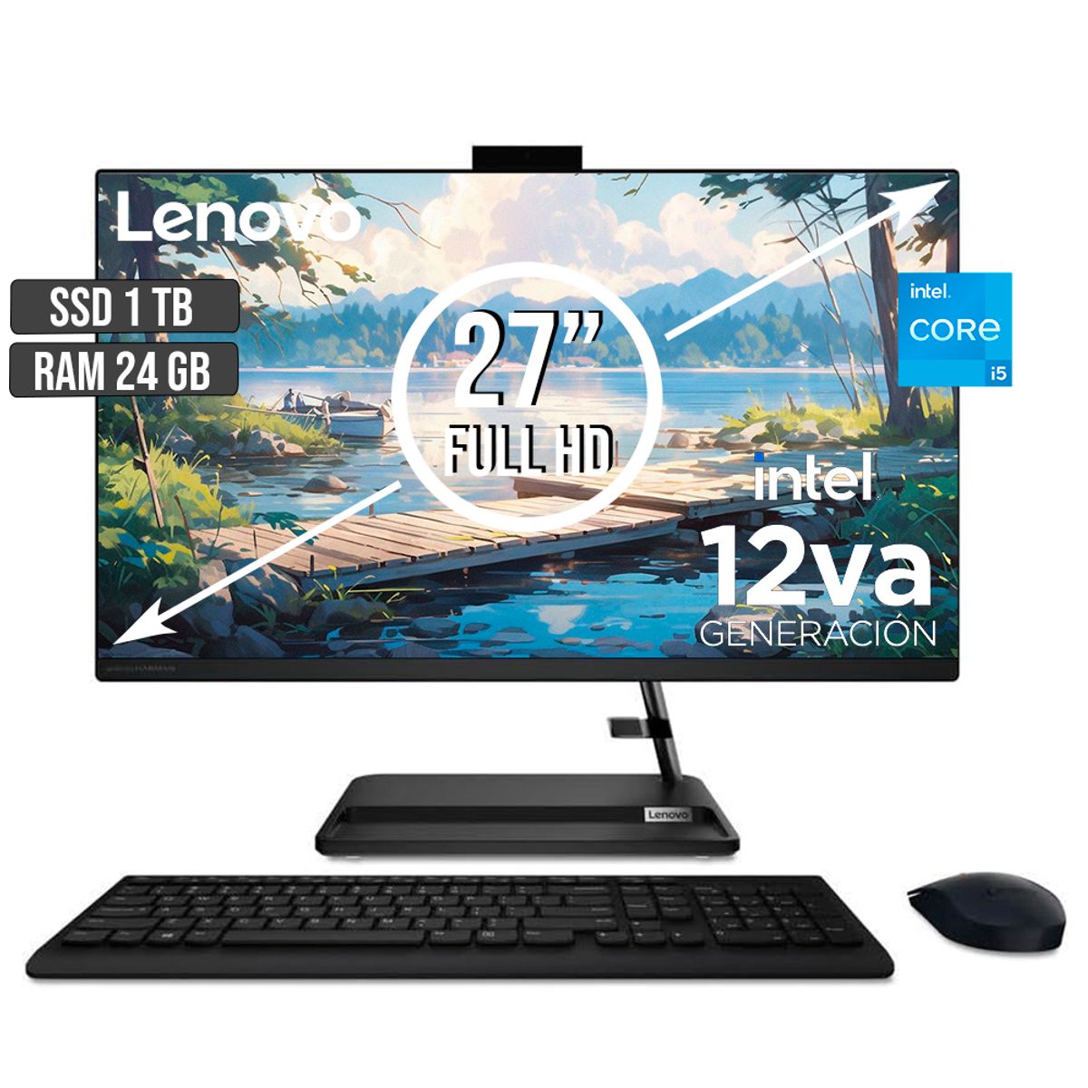 LENOVO - TODO EN UNO LENOVO INTEL CORE I5-12450H SSD 1TB RAM 24GB LED 27 FHD