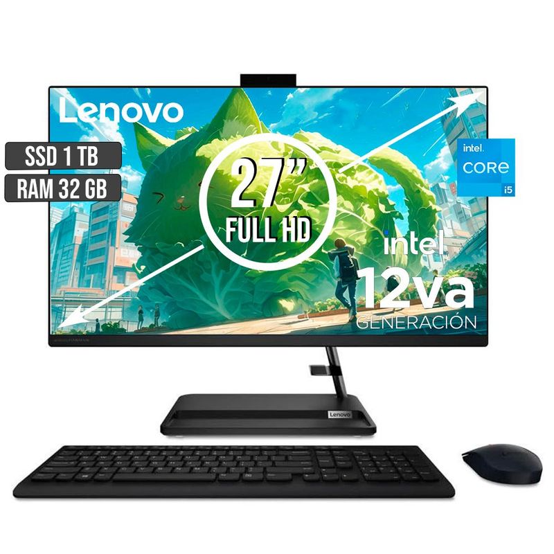 LENOVO - TODO EN UNO LENOVO INTEL CORE I5-12450H SSD 1TB RAM 32GB LED 27 FHD