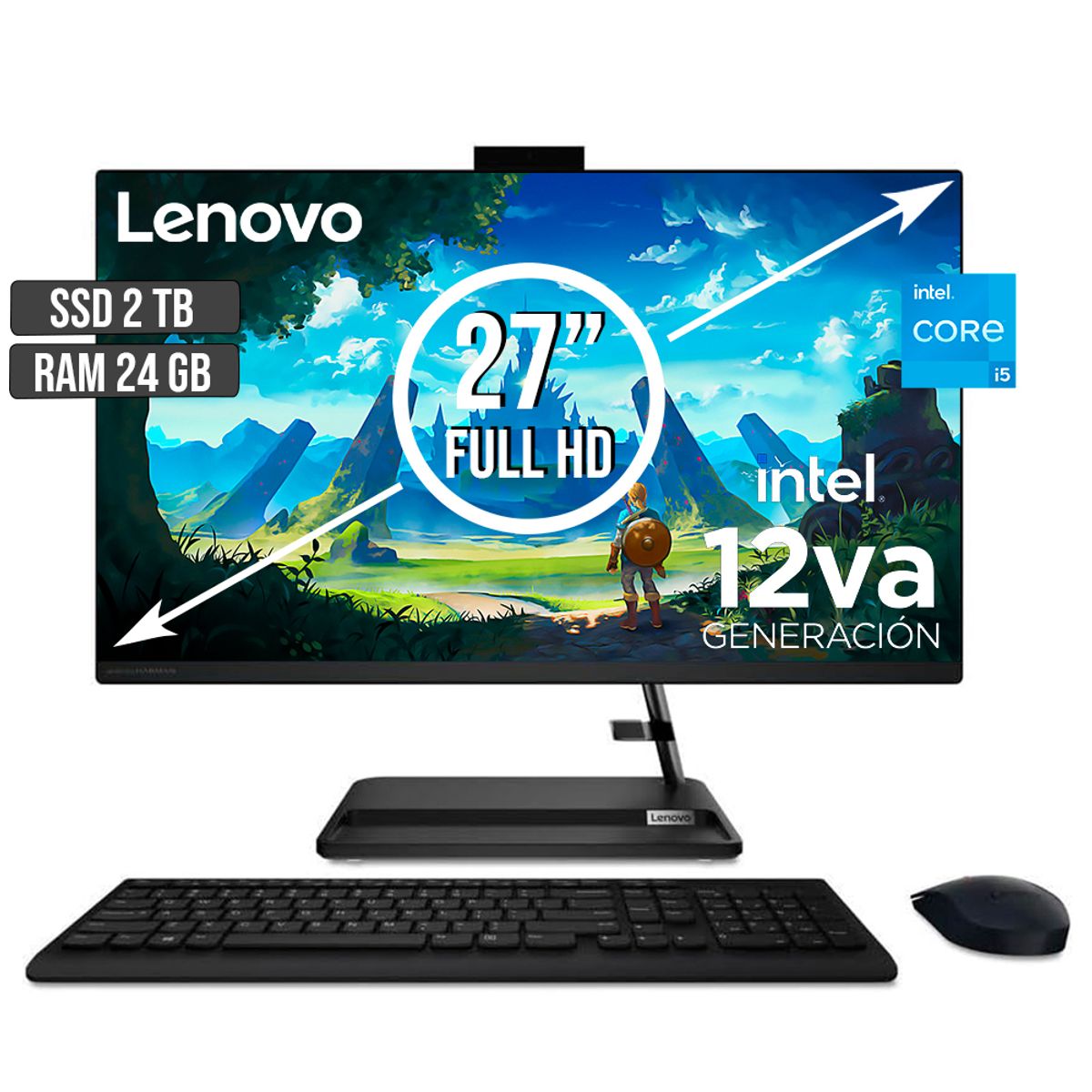 LENOVO - TODO EN UNO LENOVO INTEL CORE I5-12450H SSD 2TB RAM 24GB LED 27 FULL HD