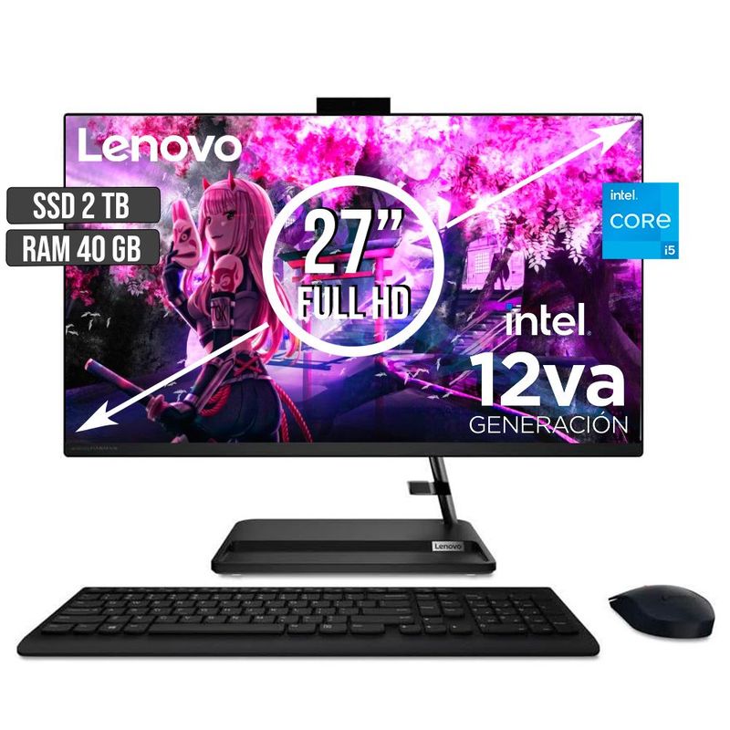 LENOVO - TODO EN UNO LENOVO INTEL CORE I5-12450H SSD 2TB RAM 40GB LED 27 FULL HD