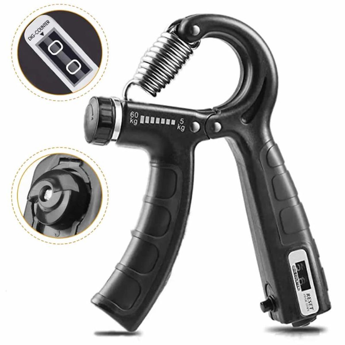 GENERICO - Tensor Hand Grip 60 Kg Contador Fortalece Mano Terapia Brazo
