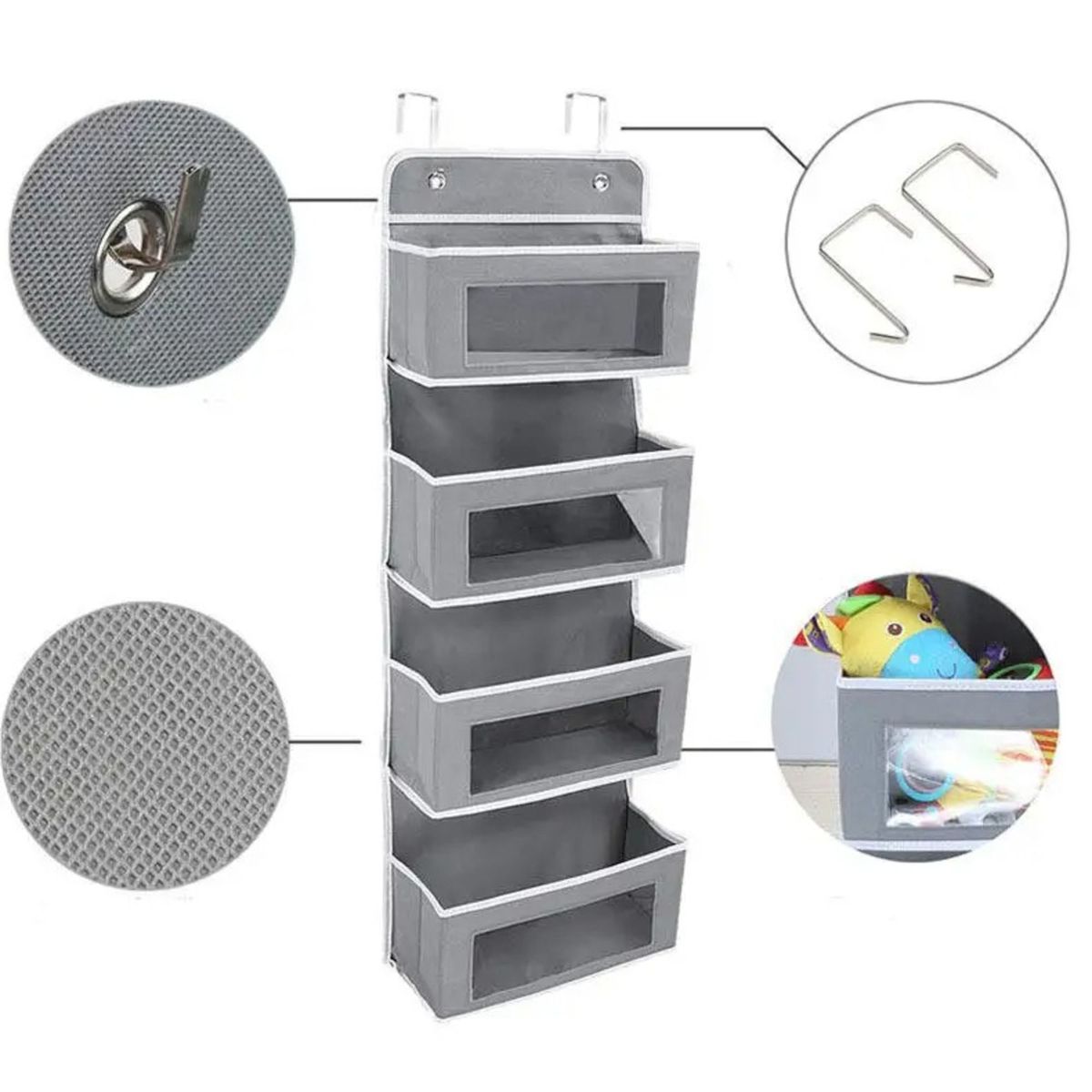 GENERICO - ORGANIZADOR COLGANTE CLOSET ARMARIO PUERTA GRIS