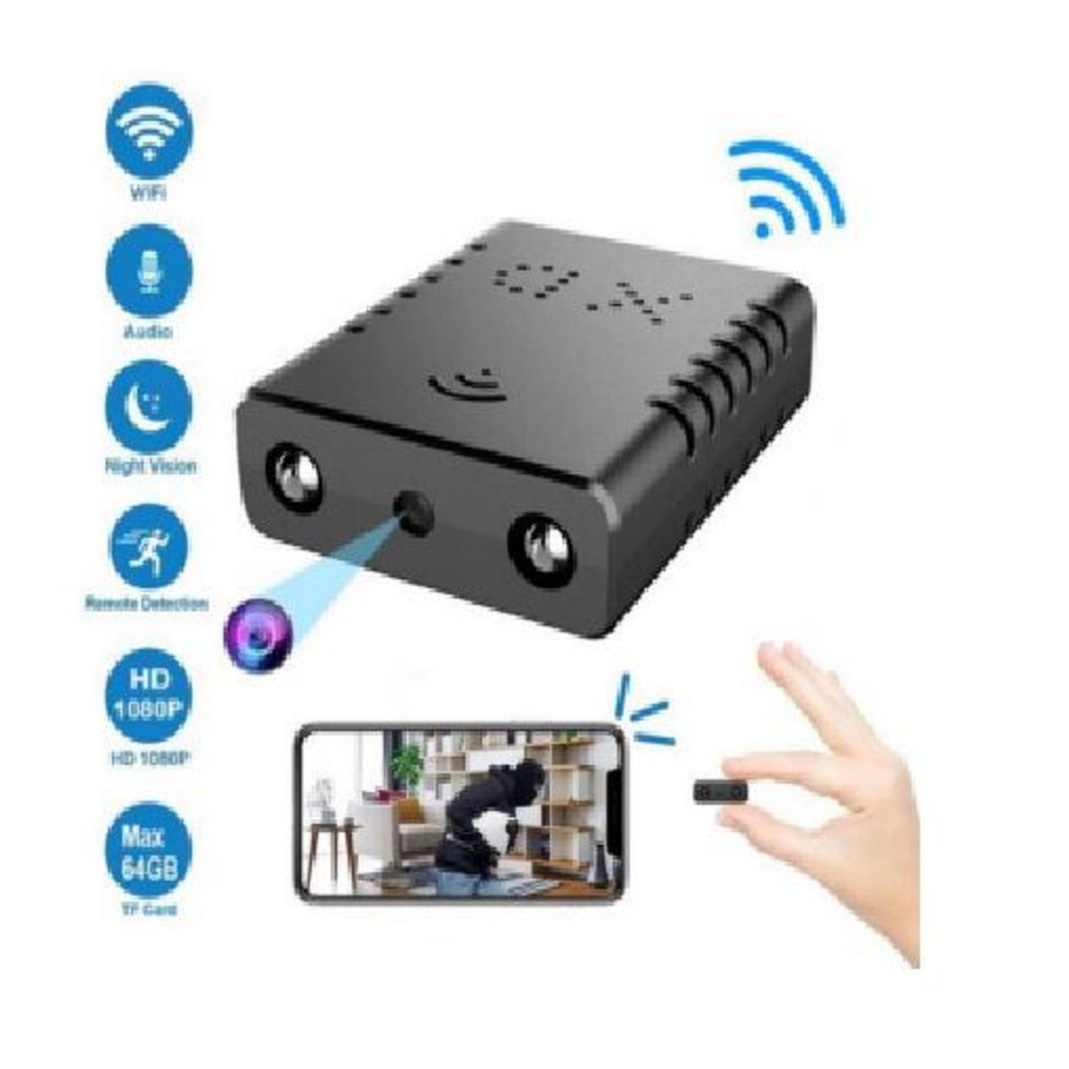 GENERICO - Ultra Mini Camara Espia Inalambrica WIFI HD Seguridad