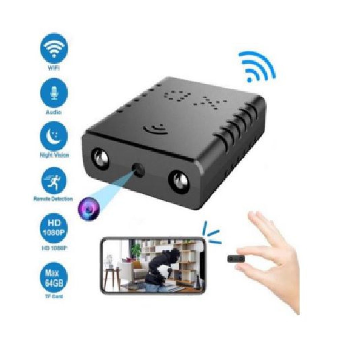 GENERICO - Ultra Mini Camara Espia Inalambrica WIFI HD Seguridad