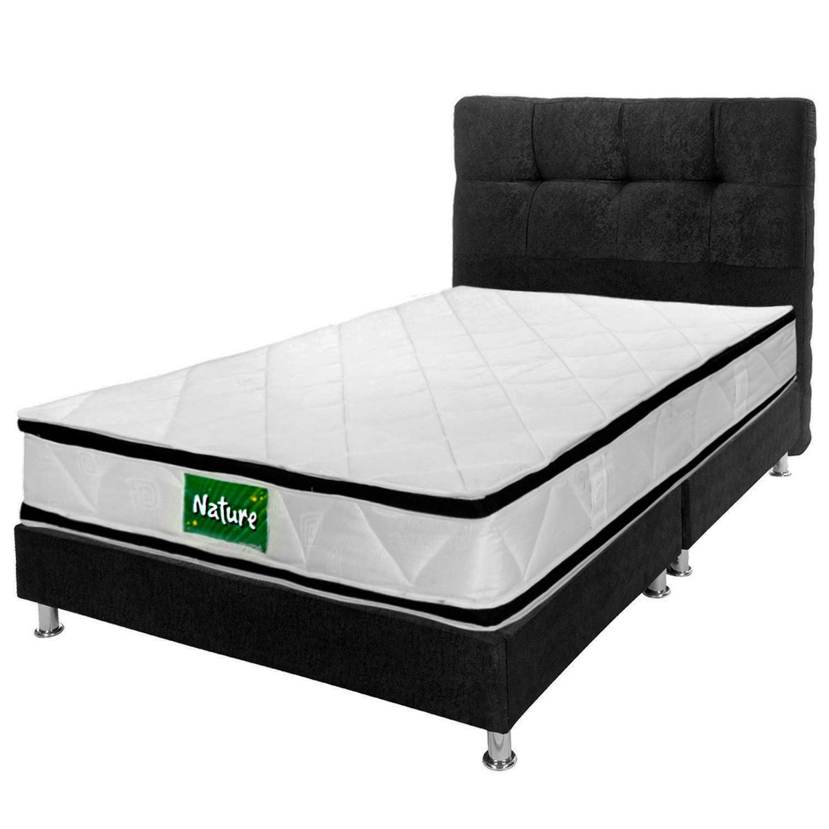 PRODESCANSO - COMBO NATURE S200 + BASE CAMA ENTERA  NEGRA + LENCERIA - SENCILLO