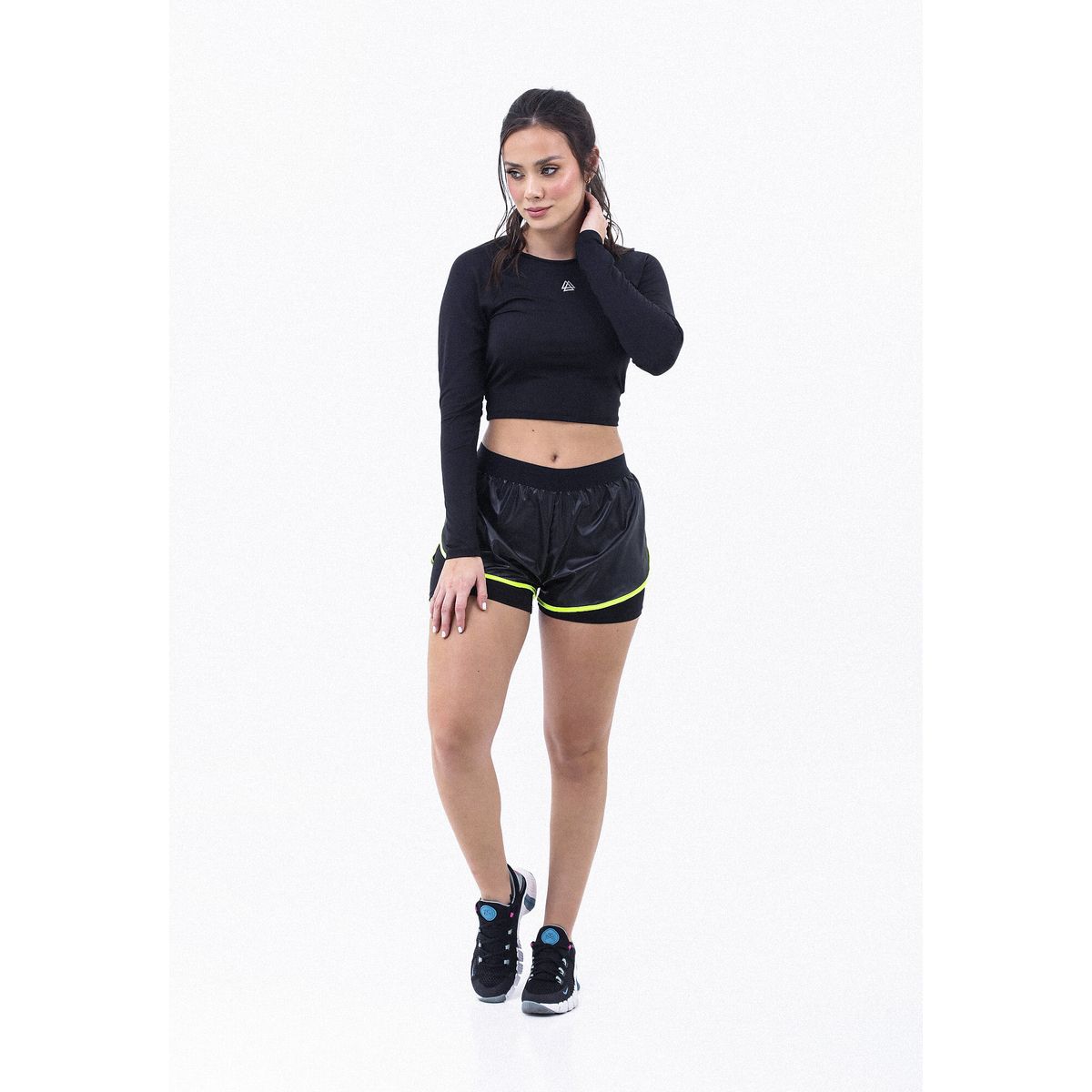 BELIFE - Camiseta Deportiva Negra Manga Larga Para Mujer Belife