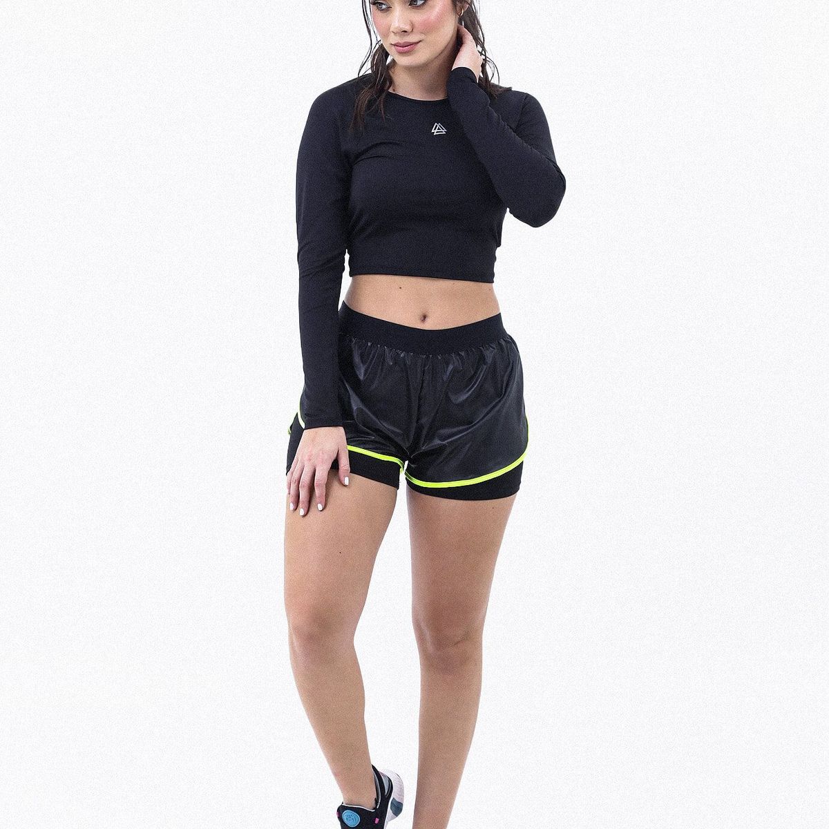 BELIFE - Camiseta Deportiva Negra Manga Larga Para Mujer Belife