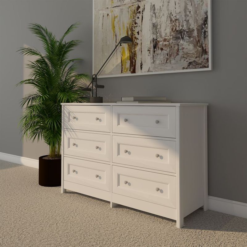 BERTOLINI - Cómoda Cajonera en MDP 120 cm 6 cajones Blanco-