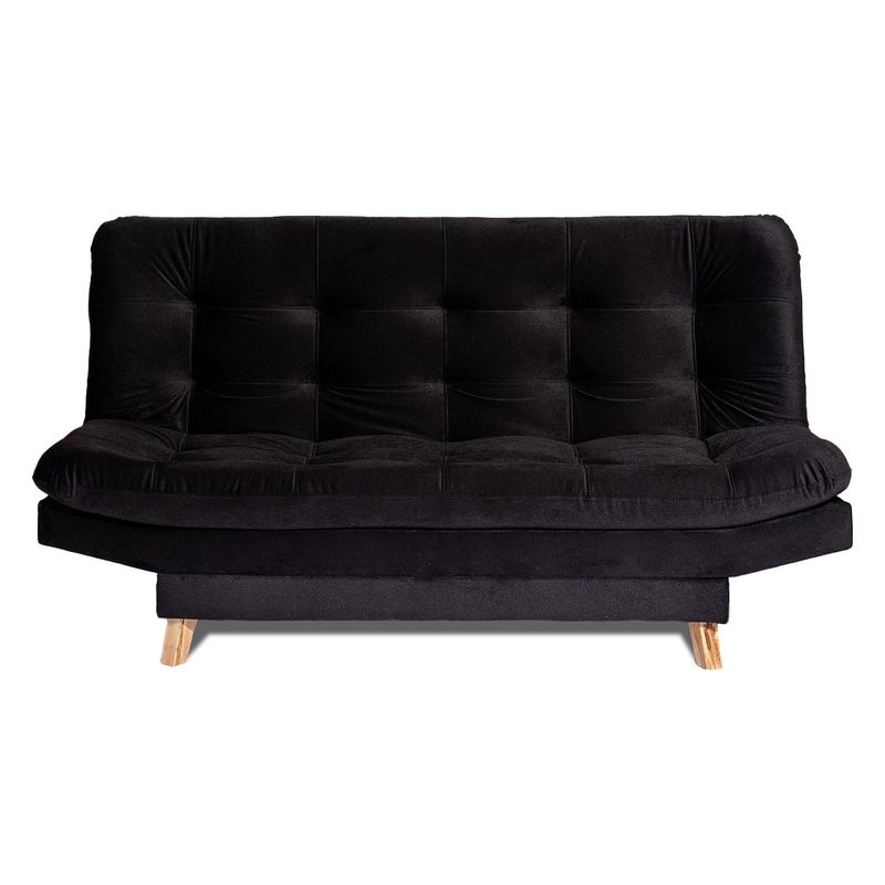 ARMONIA HOME - Sofá Cama Valencia Negro 3 PTOS + Cojines
