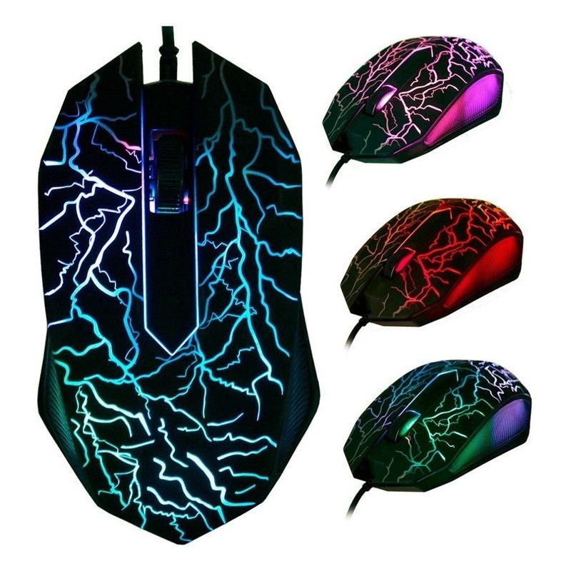 GENERICO - Mouse Gamer USB De Juego Luz Multicolor Rgb Barato Negro
