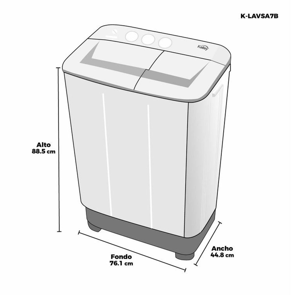 KALLEY - Lavadora KALLEY Semi Automática 7 Kilogramos K-LAVSA7B Blanco.