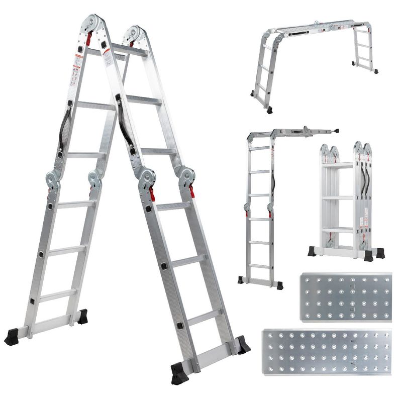 KINGSMAN - Escalera Multiposiciones De Aluminio 3.5M 12 Pasos Plegable