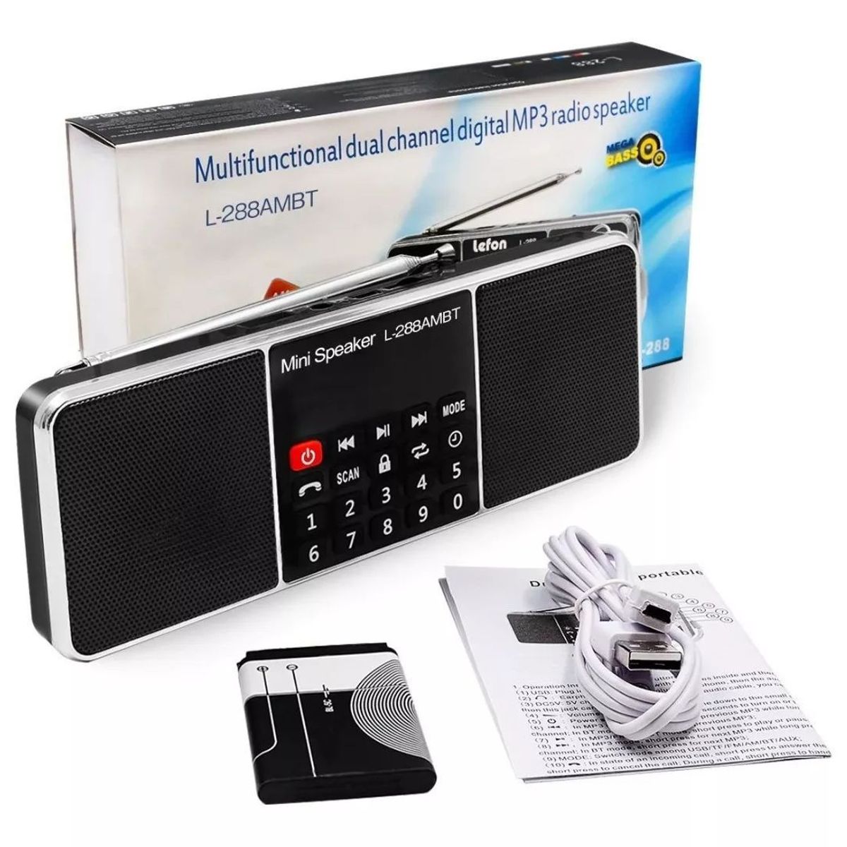 GENERICO - Radio Lefon Multifunción Digital Am Fm Bluetooth MP3 Recargable