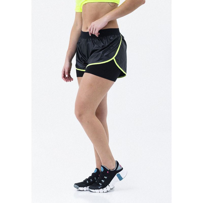 BELIFE - Short Deportivo Negro Con Ciclista Interno Para Mujer Belife.