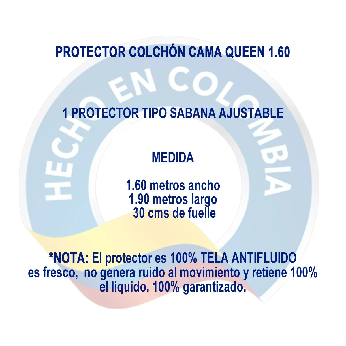 ELEGANT - Protector Colchón Impermeable Tela Antifluido Cama Queen 160