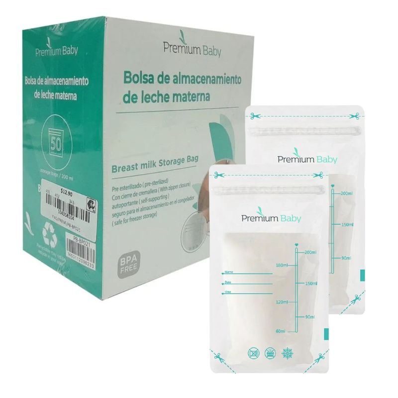 PREMIUM BABY - Bolsas Almacenamiento Leche Materna Premium Baby 50 Unid