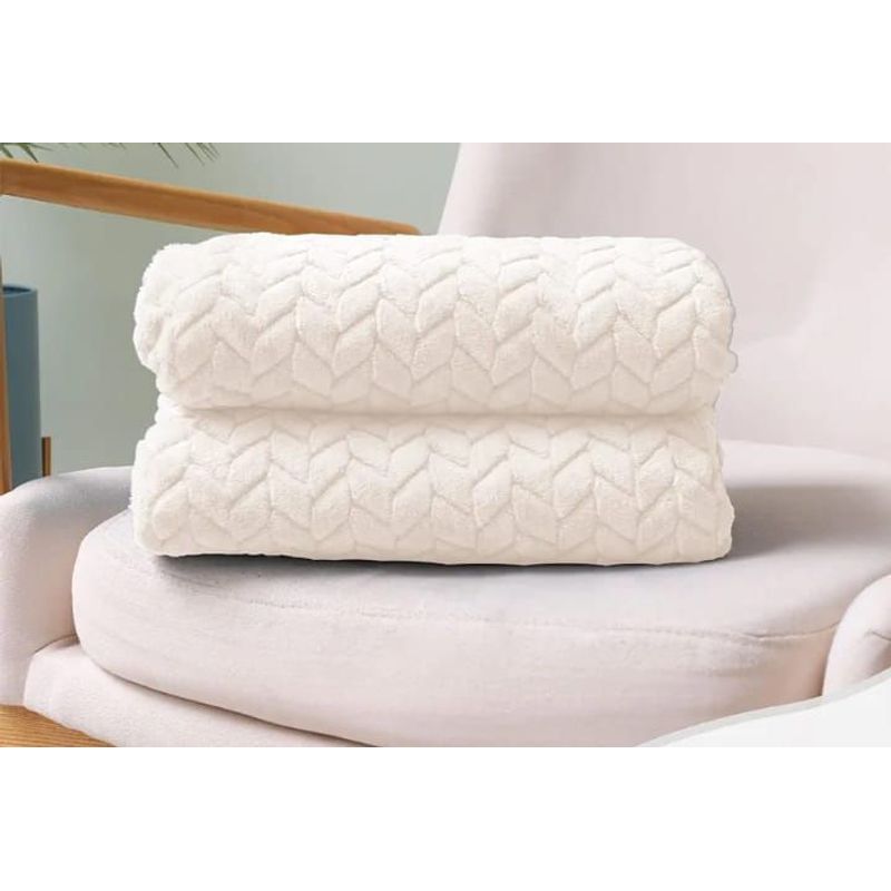 SIRENITAS - Cobija térmica 260x2m Cama Queen tejido jacquard Marfil