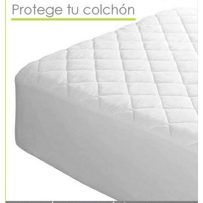 GENERICO - Protector De Colchon Acolchado Blanco Cama Sencillo Sin Cierre