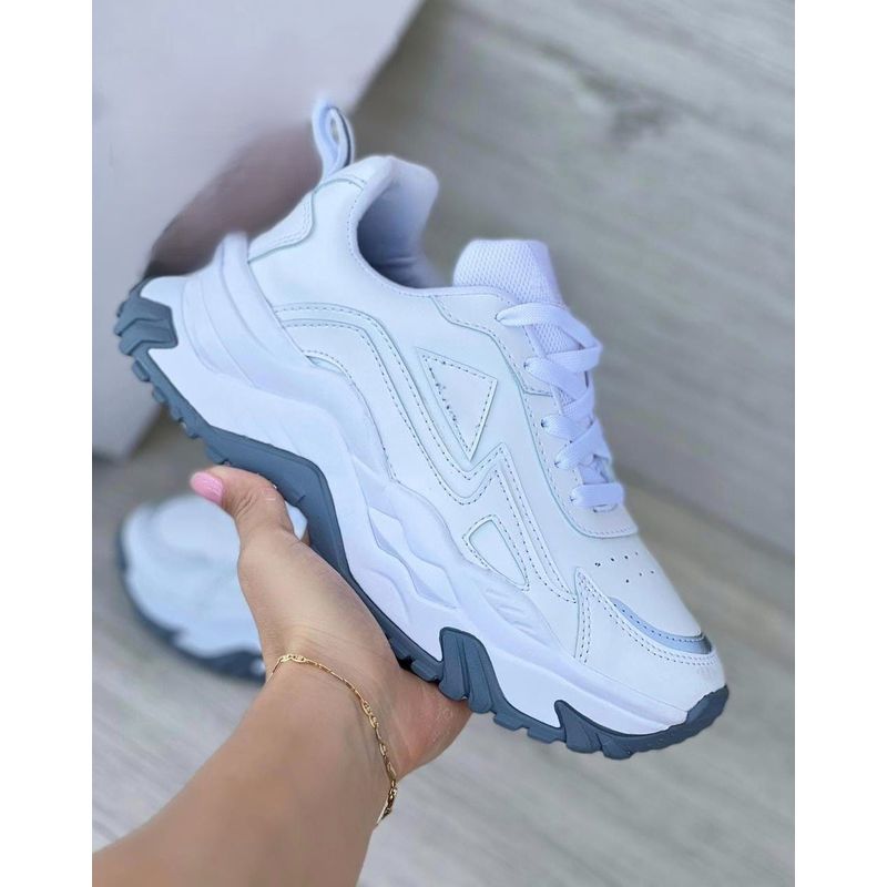 GENERICO - Tenis Blanco Gris Dama Zapatillas Zapatos Mujer Lindos Moda Casual