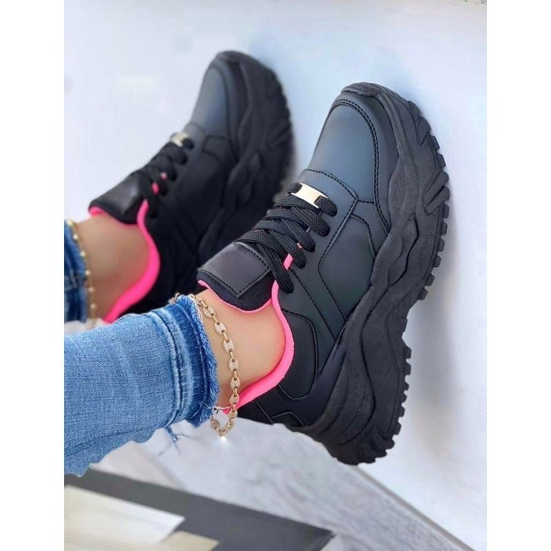GENERICO - Tenis Negro Dama Zapatillas Zapatos Mujer Lindos Moda Casual