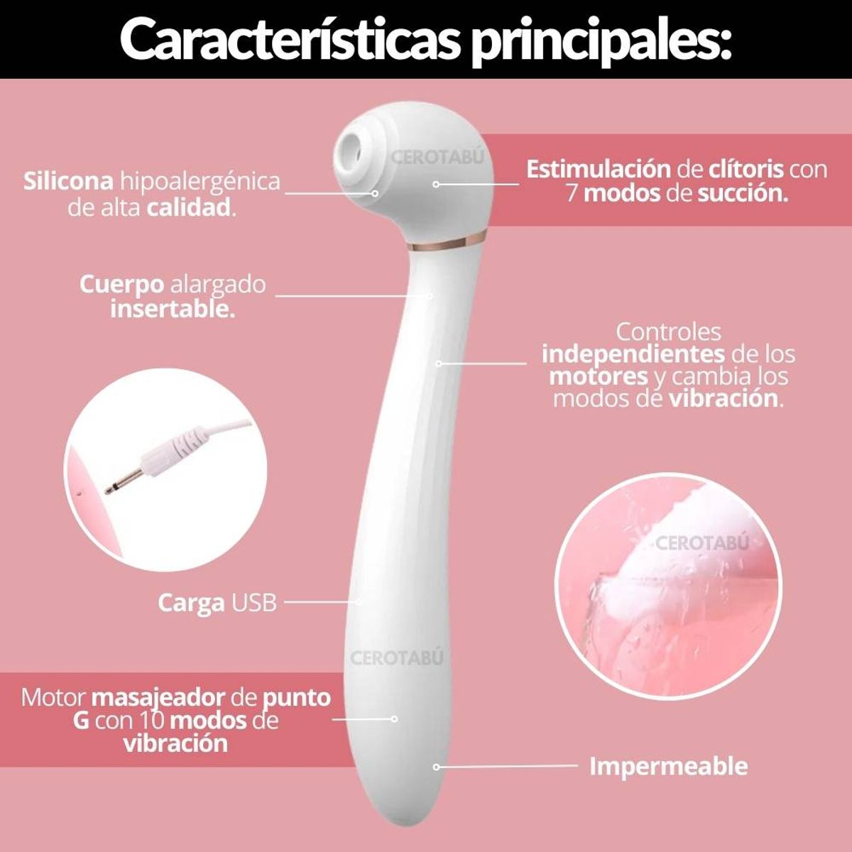 GENERICO - Estimulador Succionador De Clítoris Vibrador Punto G 2 En 1-