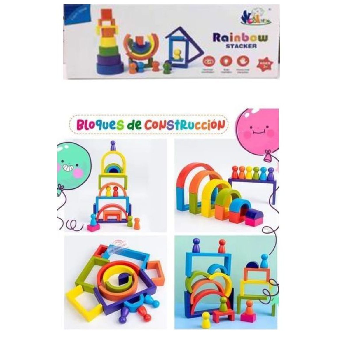 SWISSHOME DR HOFFMAN - JUEGO BLOQUES DE CONSTRUCCION RAINBOW +3 AÑOS