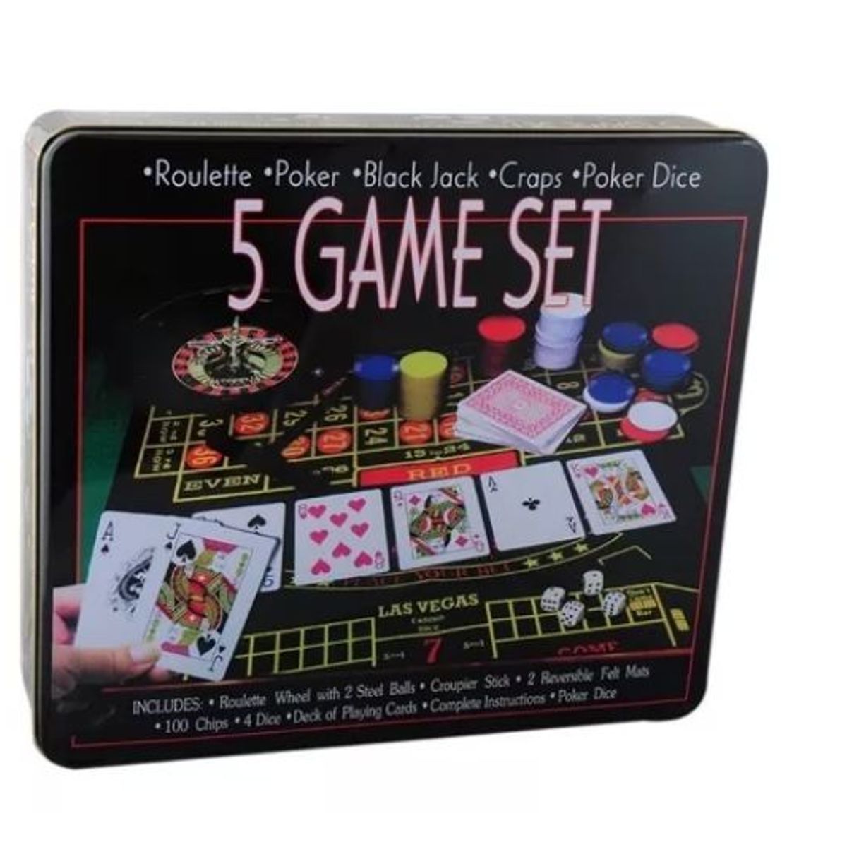 GENERICO - Ruleta Casino 5 Juegos En 1 Black Jack Poker Dados