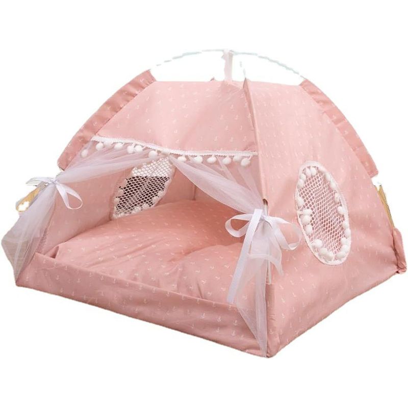 GENERICO - Cama Casa Camping Para Gato O Perro Talla M Rosa