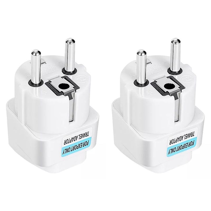 GENERICO - Adaptador Convertidor Enchufe Americano A Europeo Redondo x2