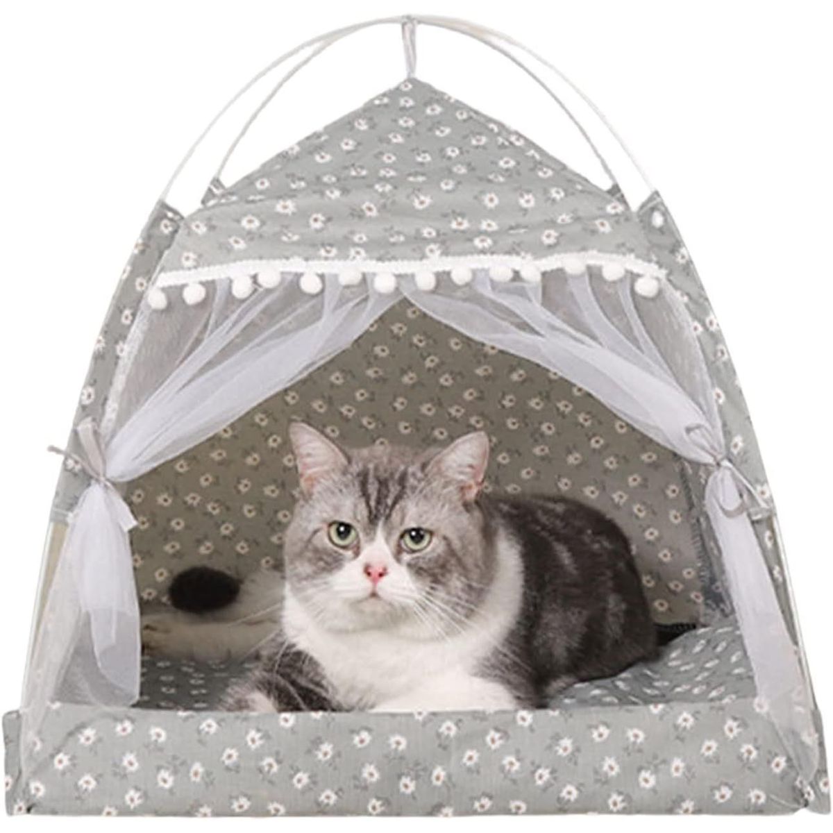 GENERICO - Cama Casa Camping Para Gato O Perro Talla M Gris