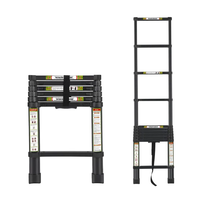 PROTOOL - Escalera Aluminio Plegable Telescópica Retráctil 9 Peldaños 2,6 Metros