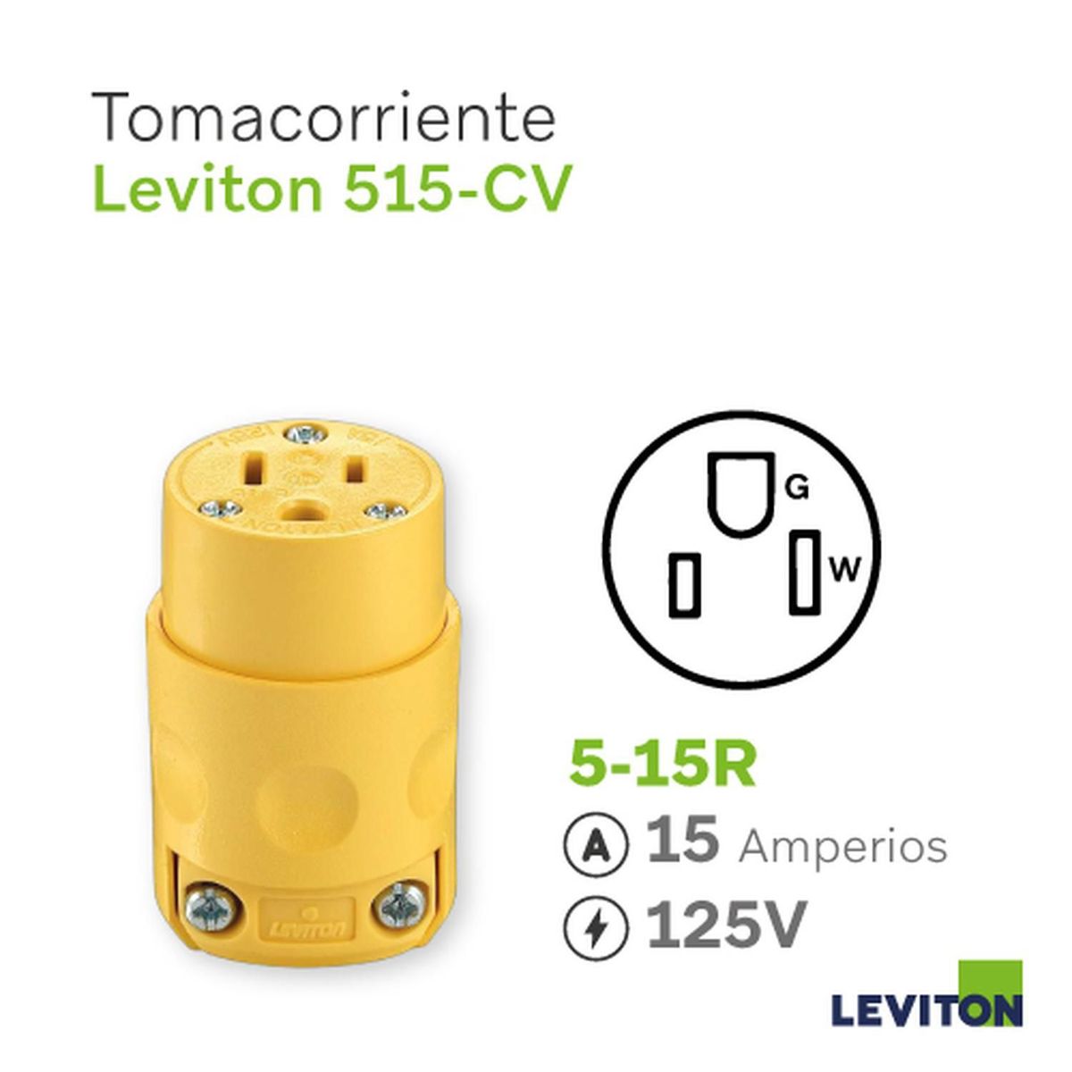 LEVITON - Tomacorriente Aéreo Leviton 515cv Amarillo