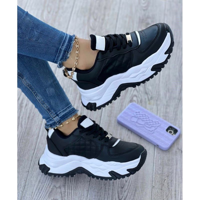 GENERICO - Tenis Negro Dama Zapatillas Zapatos Mujer Lindos Moda Casual