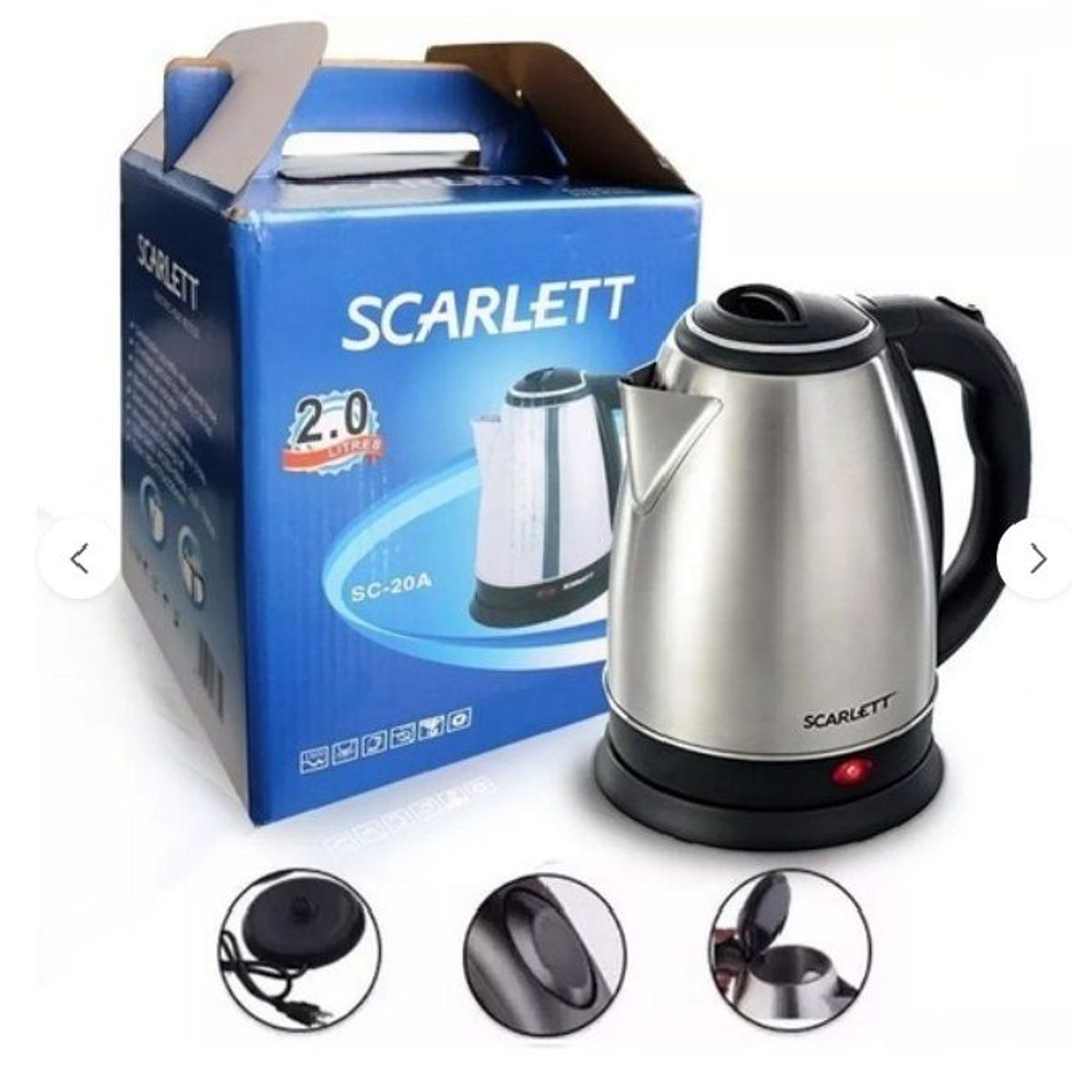 GENERICO - Tetera Hervidora Eléctrica De Agua Higiénica Rápida Metálica scarlett