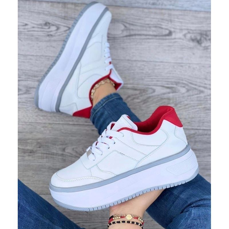 GENERICO - Tenis Blanco Gris Dama Zapatillas Zapatos Mujer Lindos Moda Casual