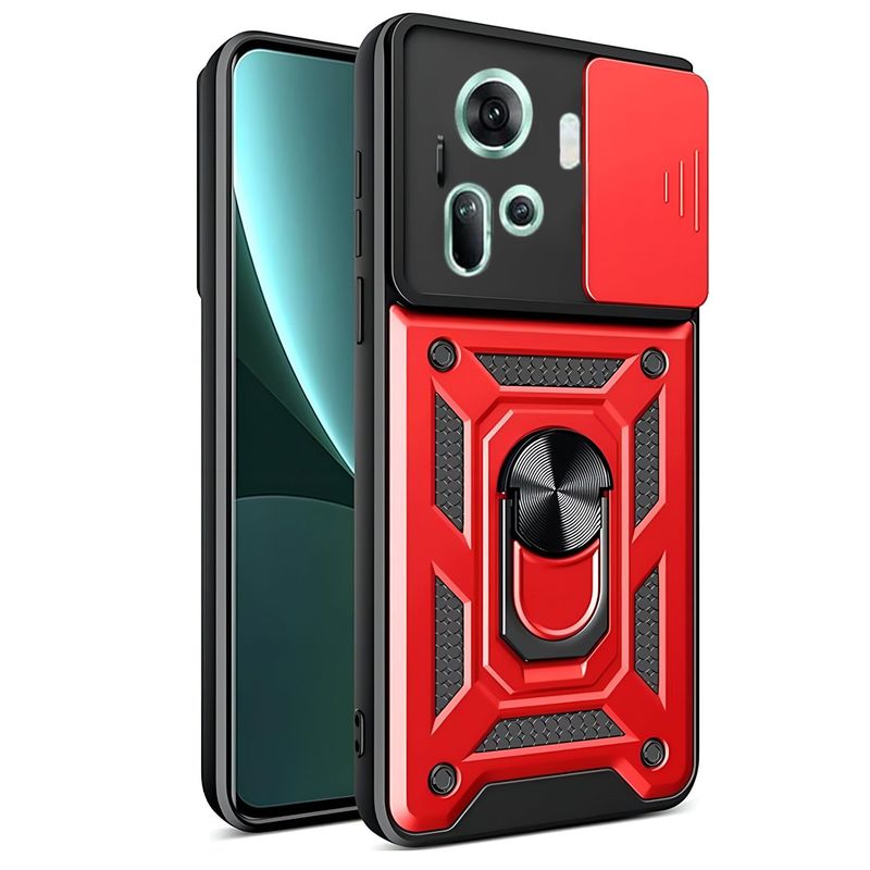 GENERICO - Funda Estuche Case Slider Compatible Con Oppo Reno 11 5G Rojo