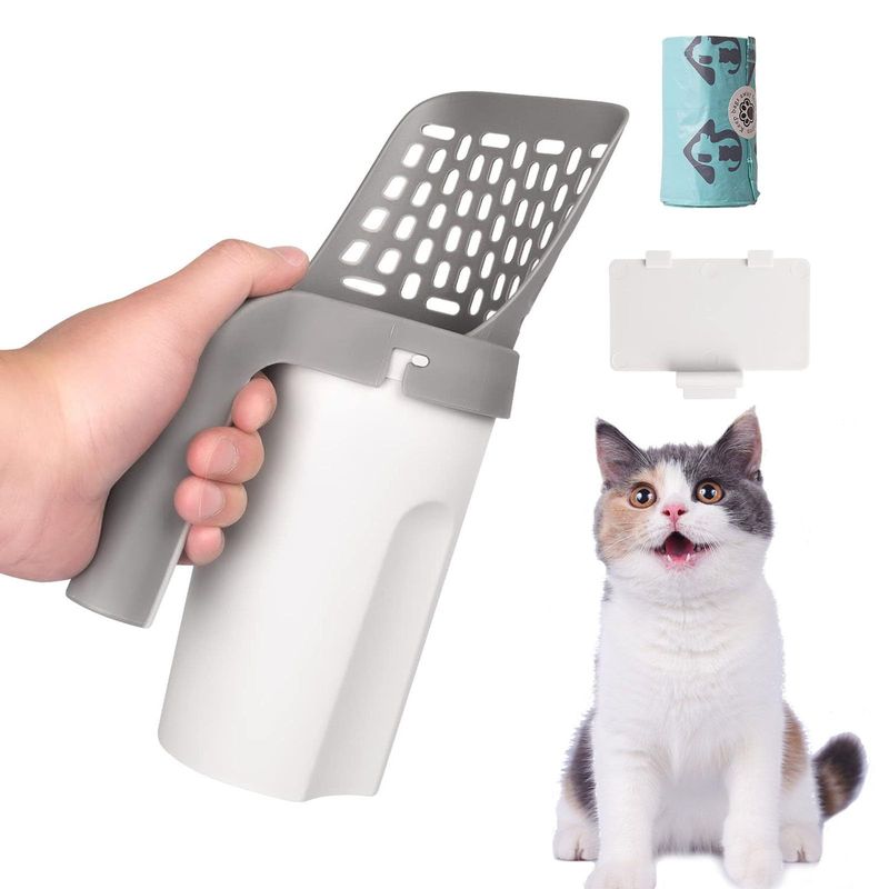 GENERICO - Pala Recogedor Para Arenero Gato 2 en1 Dispensador De Bolsas