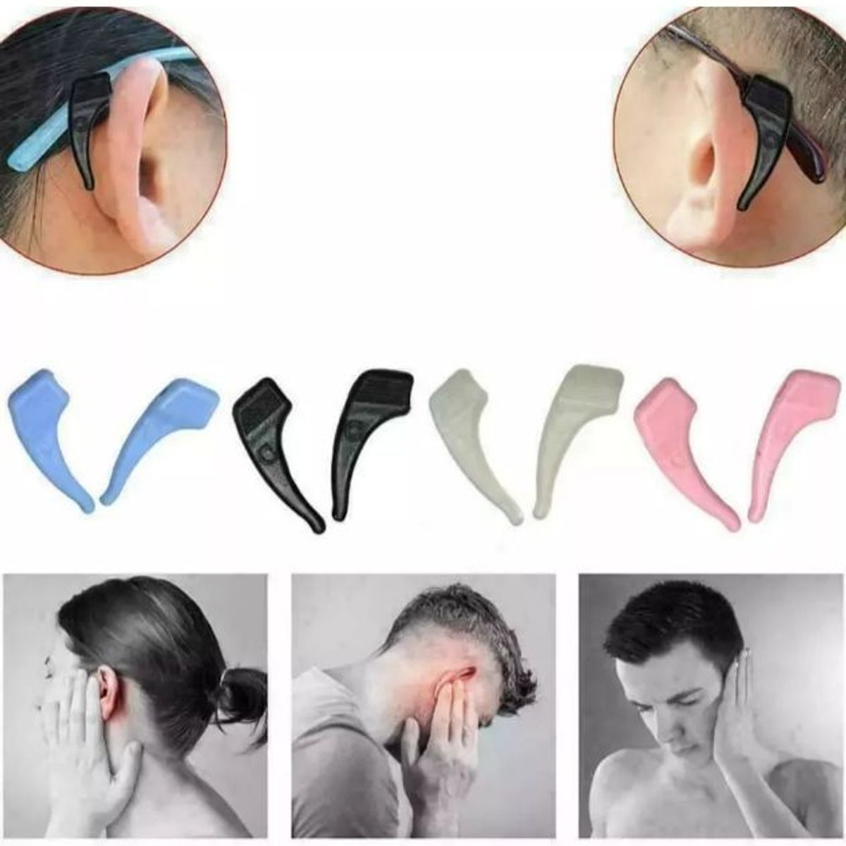 GENERICO - 2 Pares Soportes Para Gafas Antideslizantes Silicona