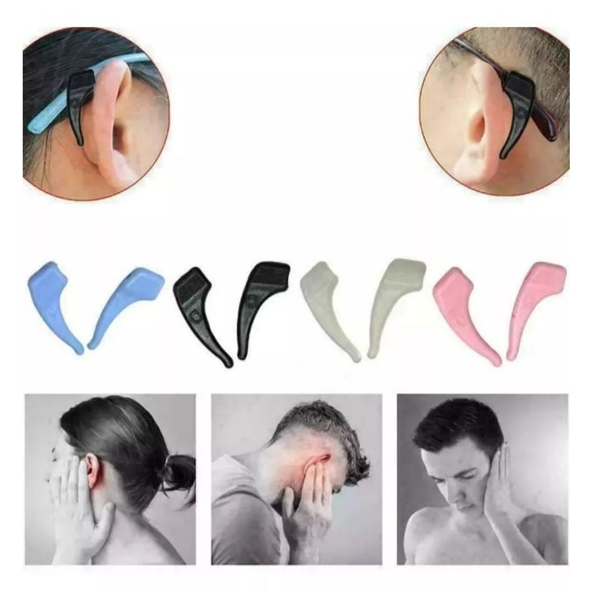 GENERICO - 2 Pares Soportes Para Gafas Antideslizantes Silicona