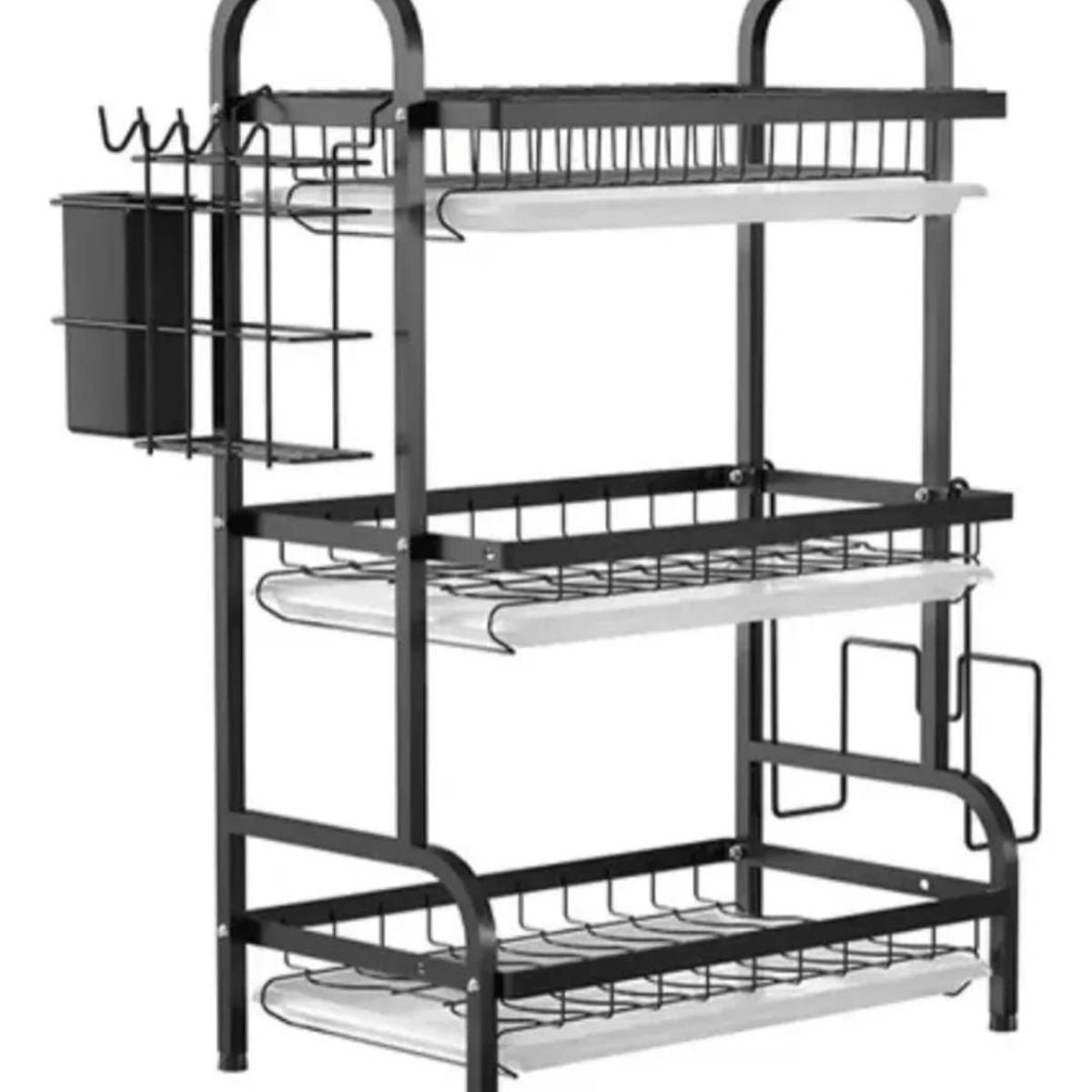 GENERICO - Escurridor De Platos, Estante De 3 Niveles Color Negro