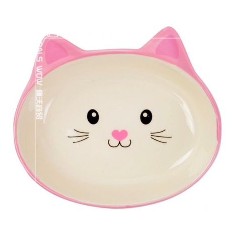 CATLIKE - Comedero De Cerámica Plano Para Mascota Rosa