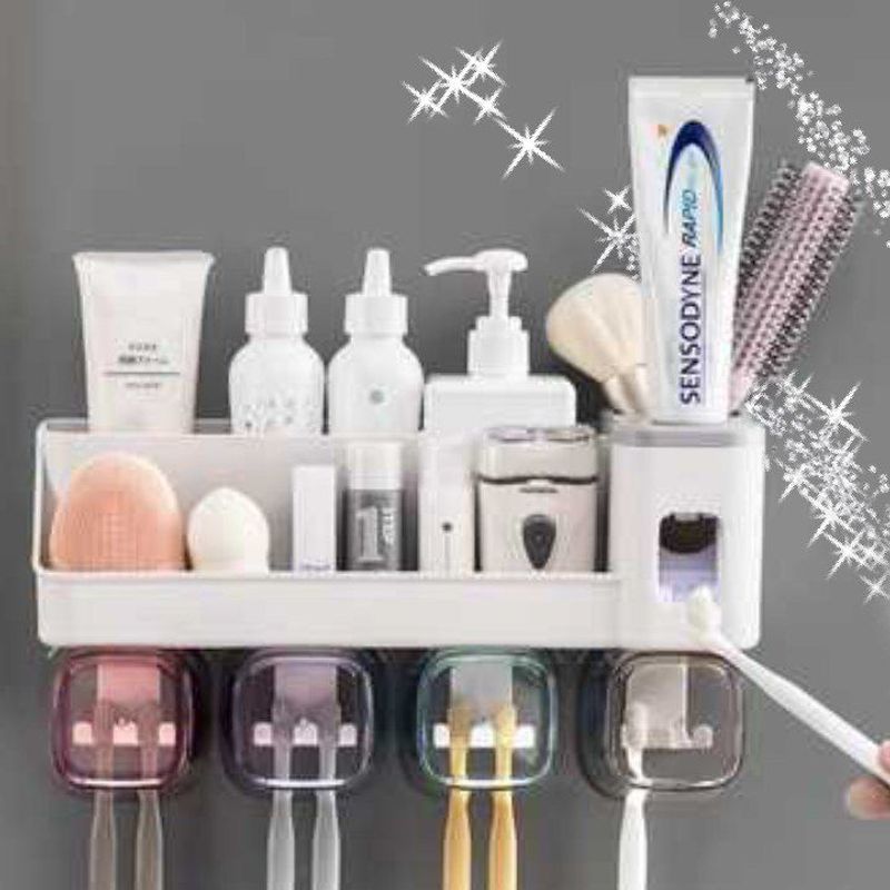 GENERICO - Dispensador crema dental Soportes organizador para 8 cepillos 4 vaso
