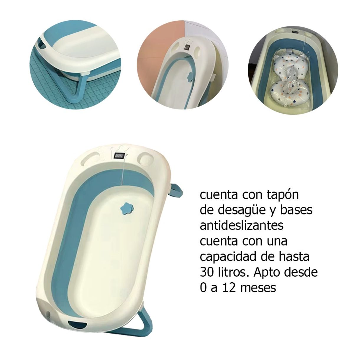 GENERICO - Bañera Plegable para bebé  AZUL